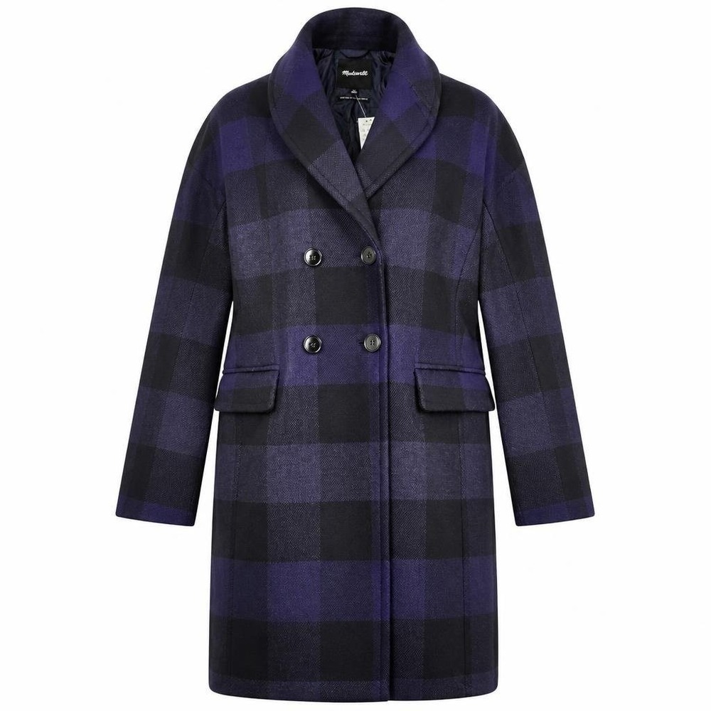 Madewell Coat Womens 10 The Gianna Plaid Insuluxe Overcoat Trench Wool Cashmere